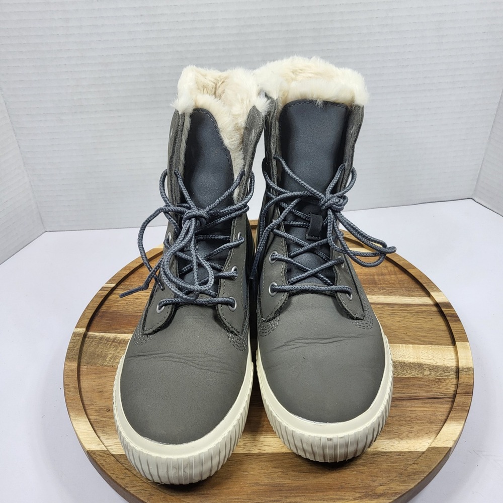 Timberland Women's Skyla Bay A2J7X Grey Faux Fur Fold Down Sneaker Boots Size‎ 6 - Picture 3 of 12